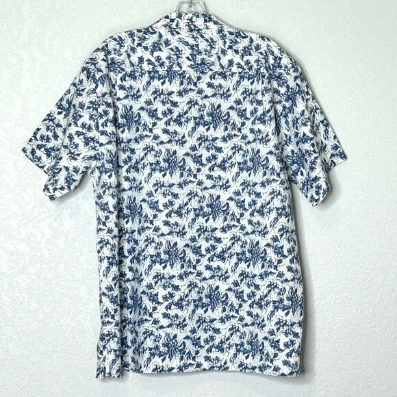 Men's Joseph Abboud XL White Blue Short Sleeve Button Up  Shirt - Picture 10 of 11